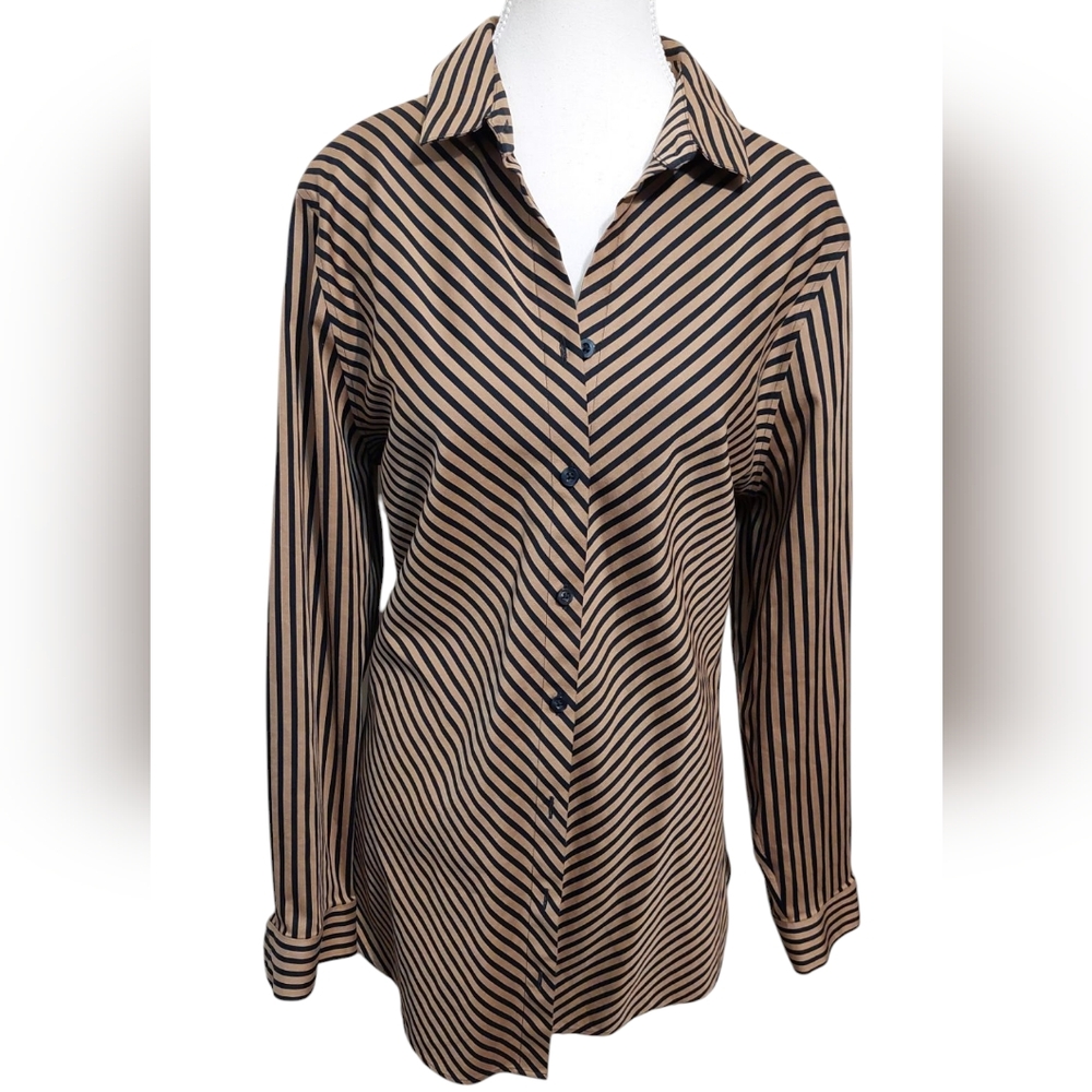 Chicos Classic Size Small Striped Button-Up Shirt